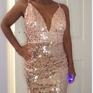SOLD! Size small pink sequin party dress